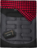 Double Sleeping Bag for Adults Machine Washable 2 Person Camping Sleeping Bag Queen Size Waterproof with Compression Sack for Cold Weather 3-4 Seasons