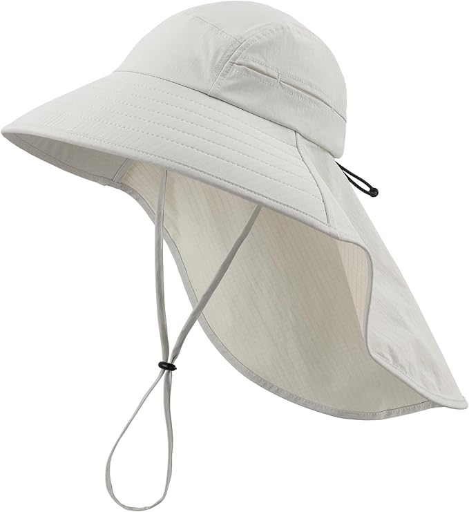 Home Prefer UPF 80+ Sun Hat for Men Women Wide Brim Sun Hat with Neck Flap Summer Safari UV Protection Gardening Fishing Hat
