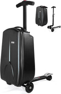 MRPLUM 20" Ride-On Suitcase with Detachable Scooter for Kids,Foldable Hardshell Carry-On Luggage for Toddlers Ages 4-15 with Adjustable Handle,Easy Steering&Brake(Airplane Approved)