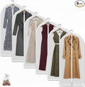 Clear Garment Bags Hanging Clothes Bags (Set of 6) for Closet Storage Plastic Bag with Zipper for Extra Longer Dress Wardrobe Closet Garment Dust Cover Bags - 24'' x 60''/6 Pack