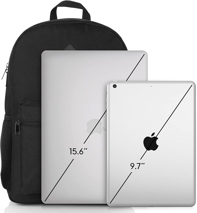 Black Backpack for Women Men,Casual School Backpack Teen Boys and Girls 15.6 Inch Laptop Bookbag with USB Charger for College High School Travel Business