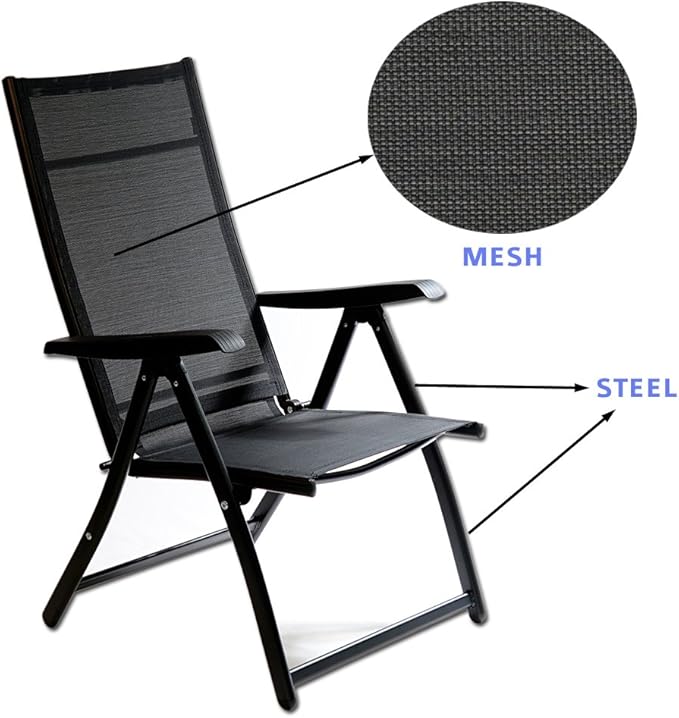 Heavy Duty Durable Adjustable Reclining Folding Chair Outdoor Indoor Garden Pool (1)