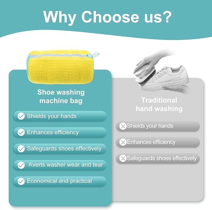 2PCS Shoe Washing Machine Bag, Durable Shoe Bag for Washing Machine, Fits All Shoe Sizes, Easy to Use Cleaning Bag