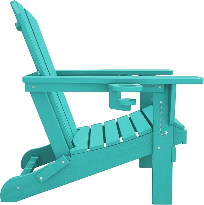 SERWALL Adirondack Chair with Cup Holders - Composite Adirondack Chairs Set of 8 HDPE Outdoor Chairs All Weather Use- Aruba