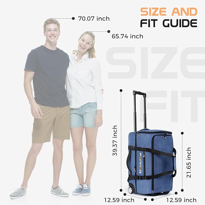 Rolling Duffle Bag with Wheels, Large Travel Duffel Bag with Shoe Compartment, Water Resistant Rolling Wheeled Luggage for Men Women Weekender Overnight Trip