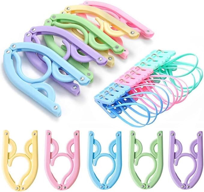20 Pcs Travel Hangers with 12 Pcs Clips Cruise Ship Essentials Portable Folding Clothes Hangers Travel Accessories Foldable Clothes Drying Rack