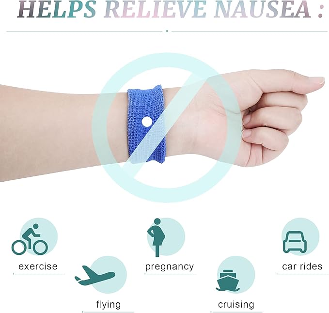 Jadive 4 Pieces Anti Nausea Wristband Seasickness Motion Sickness Bracelets Wristband Adjustable Motion Nausea Bands for Motion Sickness, Morning Sickness, Car Sickness, Travel Sickness
