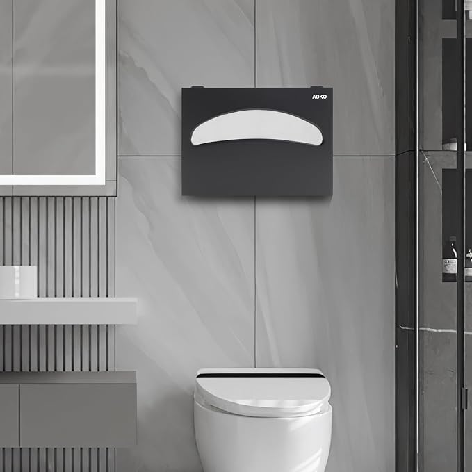 Toilet Seat Cover Dispenser Commercial Wall Mount Toilet Seat Cover Dispenser 250 Single 1/2 Fold Capacity Toilet Seat Cover Holder with Key for Office Building(SUS 304 with Matte Black)