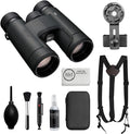Nikon PROSTAFF P7 10x42 Binoculars Bundled with Harness Strap + Deluxe Cleaning Kit + Smartphone to Binocular Adapter + Microfiber Cleaning Cloth (5 Items)