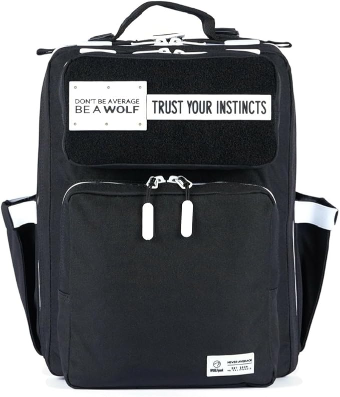 WOLFpak 15L Backpack - Alpha Black White Accents - Slim Everyday Carry Backpack for Men & Women, Water-Resistant Minimalist Daypack for Laptop & Travel