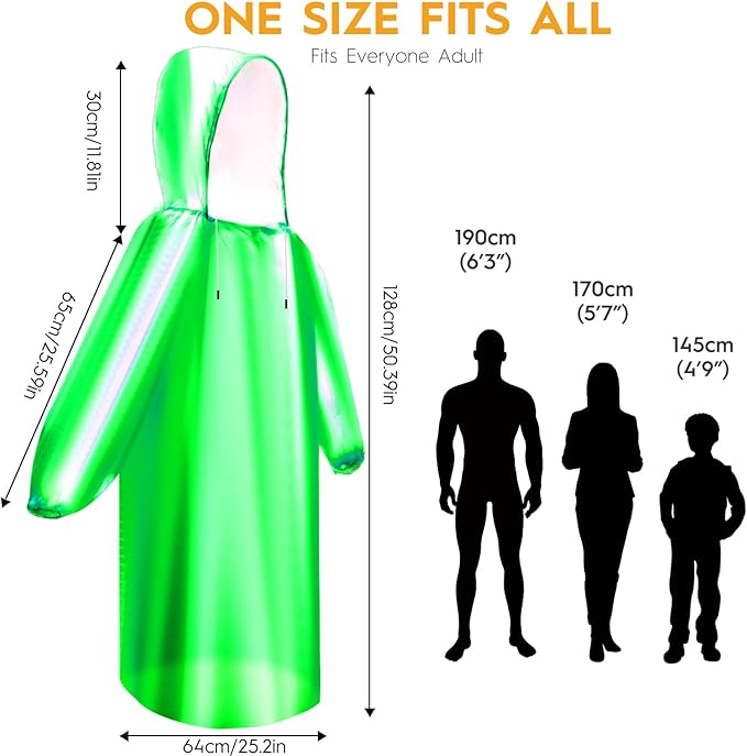 Bruvoalon 6 & 20 Pack Disposable Rain Ponchos for Adults/Youth, Waterproof PE Raincoats with Drawstring, Camping/Emergency