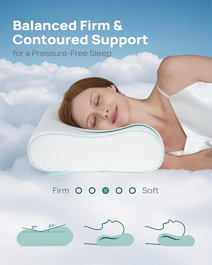 Cervical Neck Pillow, Side Sleeper Pillow for Neck Pain Relief, Adjustable Contour Pillow for Sleeping, Ergonomic Memory Foam Pillow, Orthopedic Cooling Pillow Back Stomach Sleeping, Queen Size