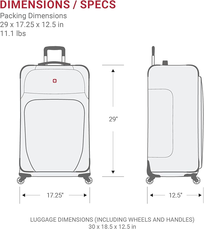 SwissGear Sion Softside Expandable Luggage, Pewter, Checked-Large 29-Inch