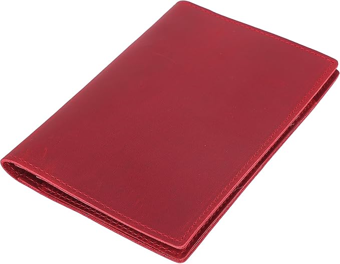 STAR VISTA Albatross Leather Travel Passport Holder, Minimalist Design, Full Grain Leather Case for Women and Men - Slim Passport Wallet, Bifold, RFID Blocking, with AirTag Holder, Crimson Red