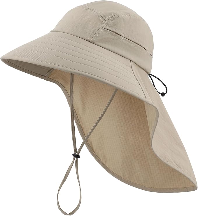 Home Prefer UPF 80+ Sun Hat for Men Women Wide Brim Sun Hat with Neck Flap Summer Safari UV Protection Gardening Fishing Hat