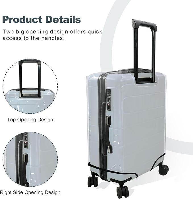 HYPER VENTURE Clear PVC Luggage Cover Full Transparent Suitcase Protector Fits 20 Inch Luggage, S