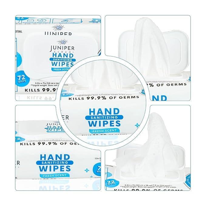 3 Pack Hand Sanitizing Wipes, Alcohol Free 216 Count Disposable Hand Sanitizer Wipes, Fresh Scent, Lint Free & Durable