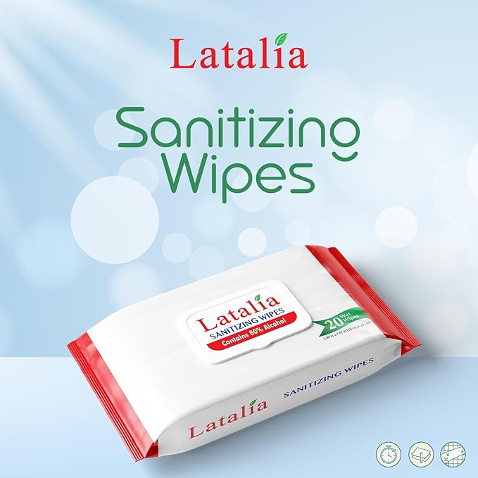 Hand Wipes | 80% Alcohol Hand Sanitizer Wipes for Hands & Face Moisturizing, Gentle, Convenient and Fragrance Free (Pack of 4, 20 Counts)