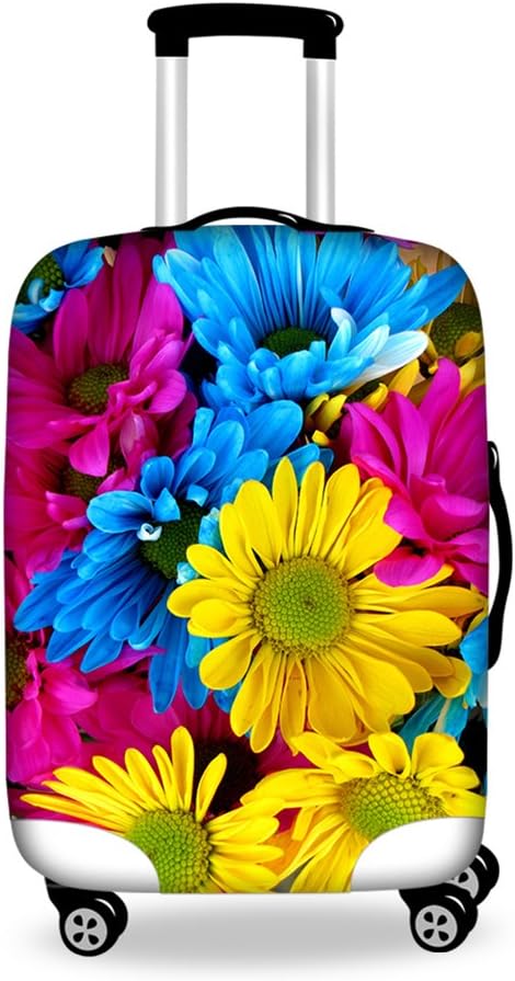 Colorful Sunflower Travel Luggage Cover Spandex Elastic Suitcase Protector for 18-21 Inch Luggage