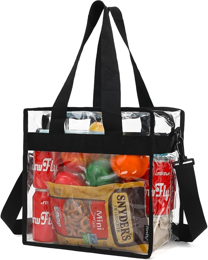 FlowFly Insulated Lunch Cooler Bag - Tote Bag Organizer for Women/Men, Clear#Black