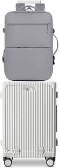 feilario 2 Piece Set 24in Aluminium Frame PC Hard Shell Spinner Wheels Luggage, Built-In TSA lock Carry on Suitcase, with Cup Holder, USB Port, Phone Holder