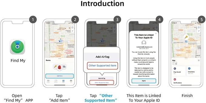 NutaleTag Key Finder 4 Pack - Only iOS - Bluetooth Smart Item Tracker Tag - Work with Find My - Keep Track of The Items That Matter Most - Find Keys Device or Car Key