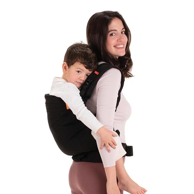 Beco Baby Carrier Toddler Carrier with Extra Wide Seat - 100% Cotton Carrying Backpack Style & Front-Carry,Lightweight & Breathable Child Carrier, Toddler Sling Carrier 20-60 lbs (Metro Black)
