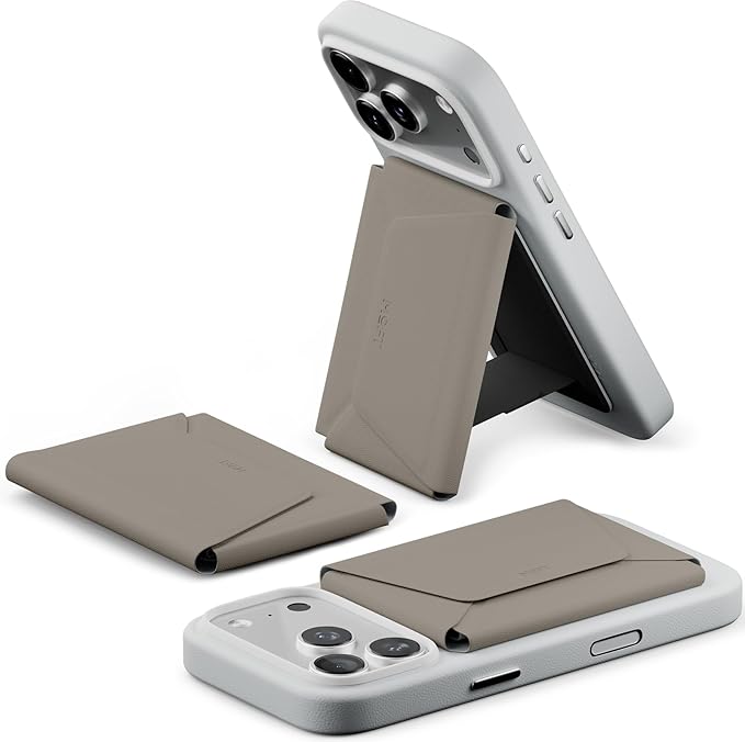 MOFT Magsafe Wallet, 8-Card Holder, Magnetic Phone Stand with Pull to Access Design, RFID Blocking, Angle Adjustment & MOVAS Minimalist Snap Field Wallet for Men Travel Essentials, Taupe