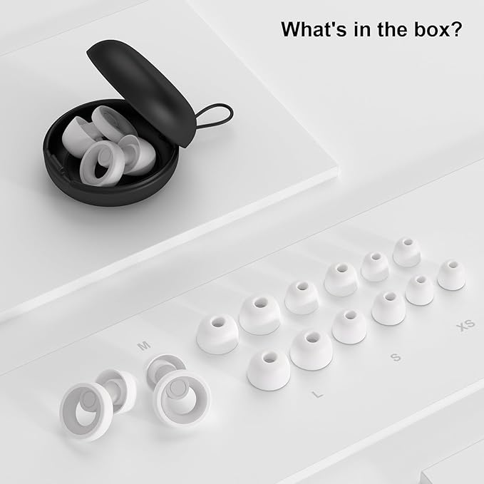 Ear Plugs for Sleeping Noise Cancelling 2 Sets, Reusable Earplugs Hearing Protection 30dB, Soft Silicone Ear Plugs for Concerts, Party, Focus - 8 Pairs Ear Tips in XS/S/M/L - White