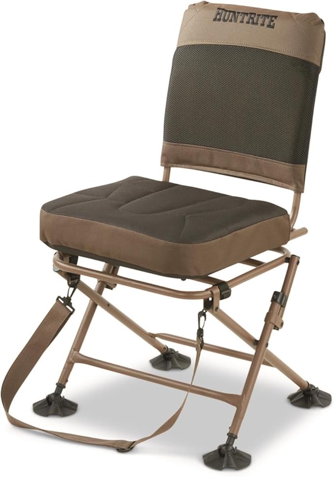 Guide Gear Huntrite 360 Swivel Hunting Blind Chair, 300 Pound Capacity, Folding, Lightweight, Portable, Padded Cushion Hunting Seat, Hunt Gear and Equipment, Black