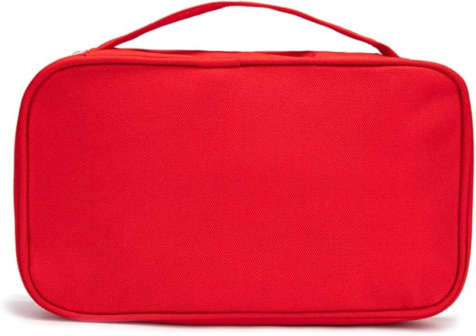 First Aid Bag Tote Empty Small First Aid Kit Bag Outdoor Travel Rescue Pouch First Responder Medicine Bag Pocket Container for Car Home Office Sport Outdoors (Red Handle)