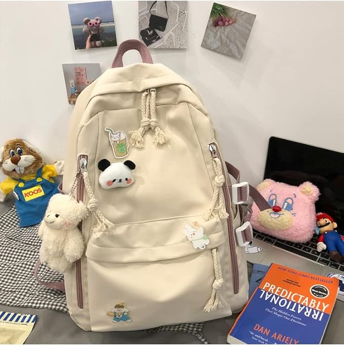 DUSLANG Laptop Backpack For Women Men Travel Daypack, Beige