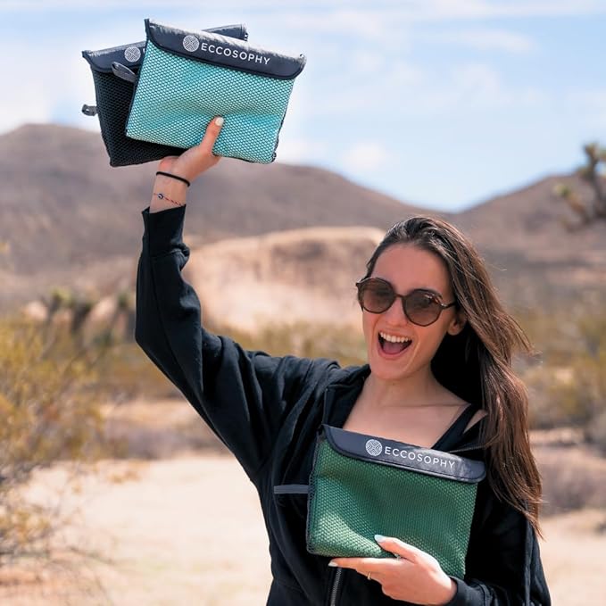 ECCOSOPHY Microfiber Beach Towel – Quick Dry Gym Towel, Highly Absorbent with Ribbed Texture, Lightweight – Ideal for Travel, Pool, Yoga, Fitness & Outdoor Adventures – 40x20 Fern