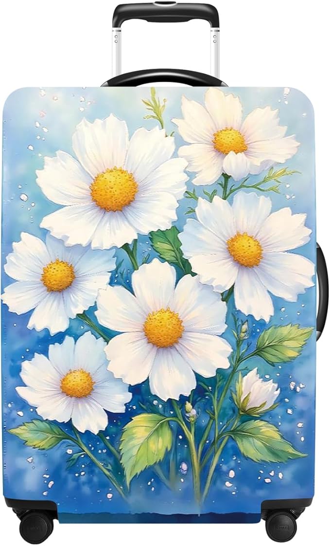 Luggage Cover Washable Suitcase Protector Anti-Scratch,Stretchable Fit for 20-34Inch Luggage Durable Travel Bag Cover with Zipper Closure (Flower-2, S(fits 20-22inch suitcase))