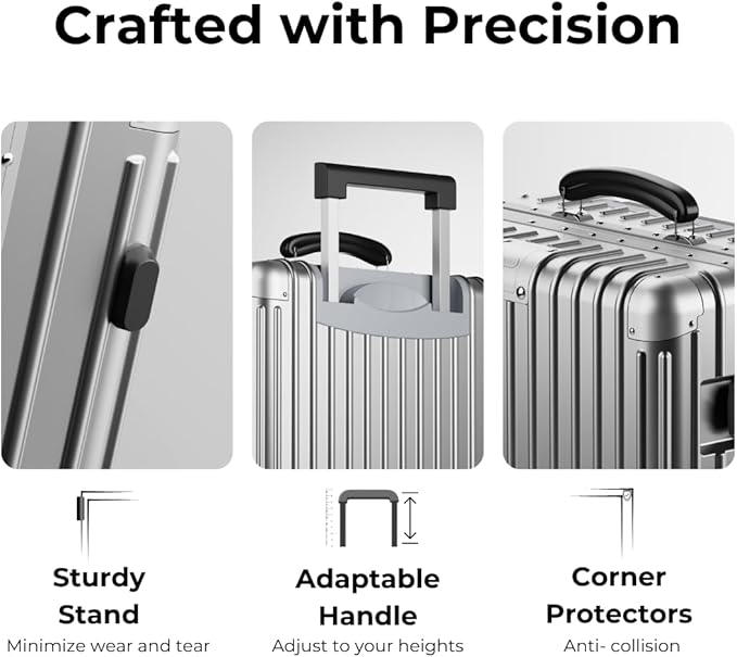 KARGO 20 Inch Carry-On Luggage - Polycarbonate Hard Shell Suitcase with Aluminum Corners, Smooth-Rolling Wheels, Leather Handle, Aluminum Frame Luggage, Zipperless TSA Lock (Silver, 20 Inch Carry-On)