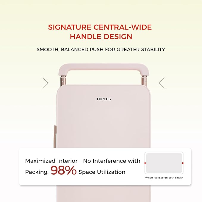 TUPLUS 20” Carry-On Hardside Luggage Lightweight ABS Travel Suitcase with Wide Handle Spinner Wheels TSA Combination Lock, Balance Series 2.0, Sakura Pink