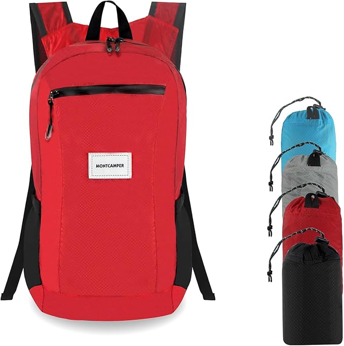 Hiking Daypack - Lightweight & Water-Resistant Portable Backpack for Travel, Camping, Outdoor Adventures(16L, red)