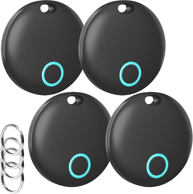 Air Tracker Tags-4 Pack [Apple MFi Certified] (iOS Only), Smart Bluetooth Tracker, Compatible with Apple Find My, Item Locator for Keys, Luggage, Wallet, Suitcase, Bags, IP67 Waterproof