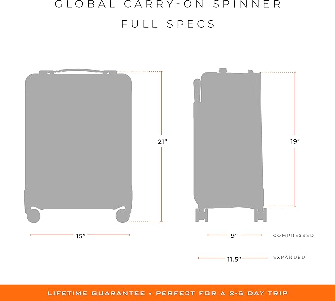 Briggs & Riley Global 21" Carry On Expandable Spinner - Luggage for International Travel, Suitcases with Wheels, Softside Rolling Bag for Men & Women, Self-Repairing Zipper- Baseline Collection, Black