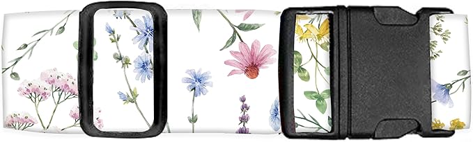 Luggage Straps for Suitcases Travel Belt Accessories, Cute Suitcase Strap, Adjustable Luggage Belt Strap, Heavy Duty with Quick-Release Buckle Luggage Strap White Beautiful Flowers