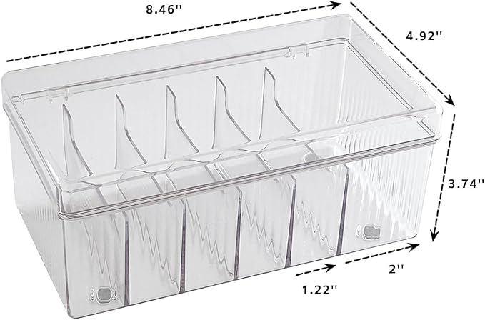 Yesesion Large Cord Organizer Box with Lid and 6 Compartments, 2 Pack Plastic Cable Storage Boxes with Wire Ties, Clear Desk Drawer Organizer for Phone Charger, Battery, Home Office Supplies