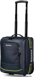 Gonex Waterproof Underseat Carry on Luggage with Wheels, 16 inch PVC Small Wheeled Travel Luggage for Airline, Rolling Overnight Weekender Suitcase for Men Women 30L, Navy Blue