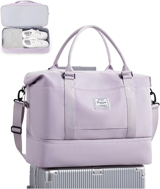 Travel Duffel Bag, Sports Tote Gym Bag, Shoulder Weekender Overnight Bag for Women