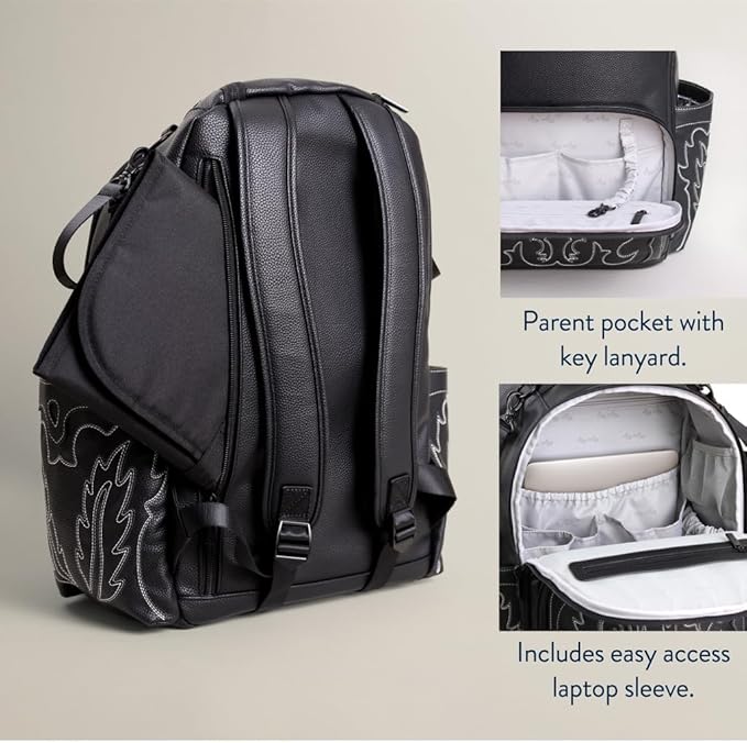Itzy Ritzy Large Capacity Boss Plus Baby Backpack Diaper Bag Featuring 19 Pockets, Outlaw Black