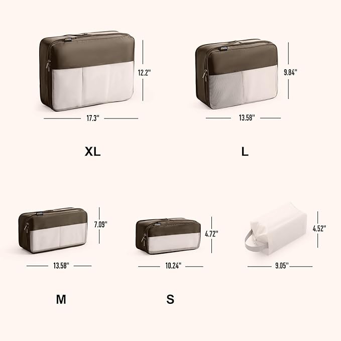6 Set Compression Packing Cubes for Travel Essentials, Luggage Organizers for Suitcases (Charcoal Gray)