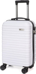 Carry on luggage 20 In suitcase with Spinner Wheels ABS & PC Hardside Luggage（Off white）