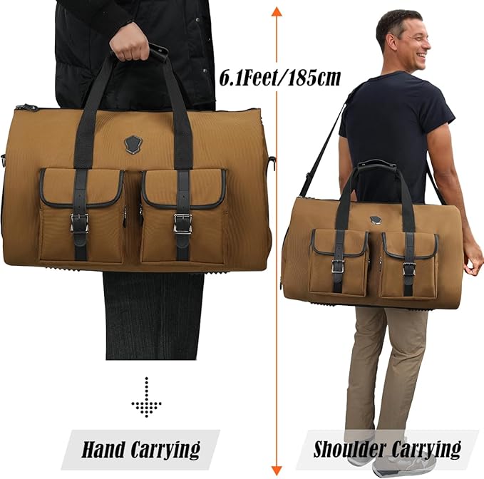 WELKINLAND 48H Garment Duffle Bags For Travel,10-Pockets Carry On Garment Bag, 3 Suit Travel Bags, 62L 2-In-1 Garment Duffel Bag, Convertible Garment bag, Boardable Garment Bag
