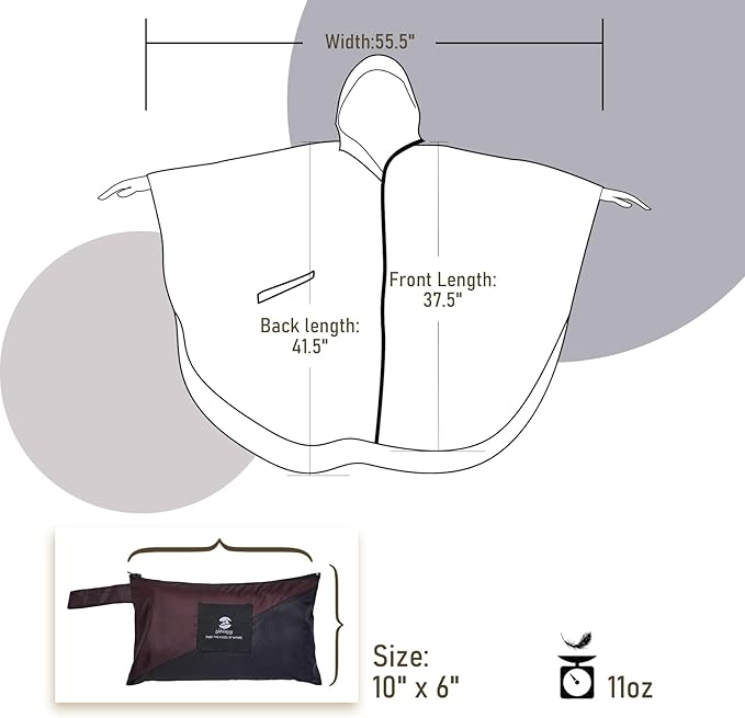 SaphiRose Rain Poncho Jacket Coat Hooded for Adults with Pockets