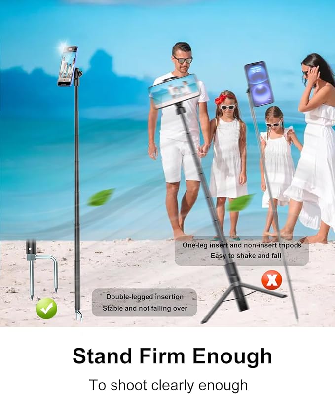 Magnetic Tripod for iPhone, 57" Monopod and Selfie Stick Tripod for Outdoor, Camping, Travel, Selfies, Video Recording, Compatible with MagSafe, for iPhone 16 15 14 and Android Phones