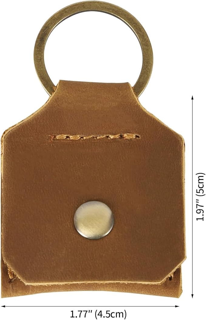 Jack&Chris Genuine Leather SD Card Holder Keychain, Anti-Shock Anti-Dust SD Card Case, Portable Camera Accessories for SD CF CFexpress Micro SD Nano SIM and Micro SIM Cards, Yellow Brown